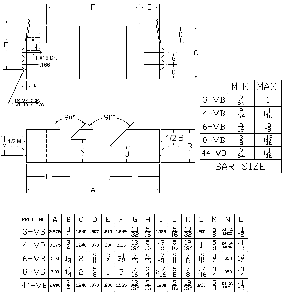 Air Vise V-Block Dimensions