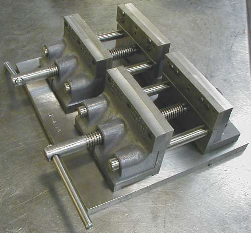 Two No. 20 Drill Press Vises with fixturing